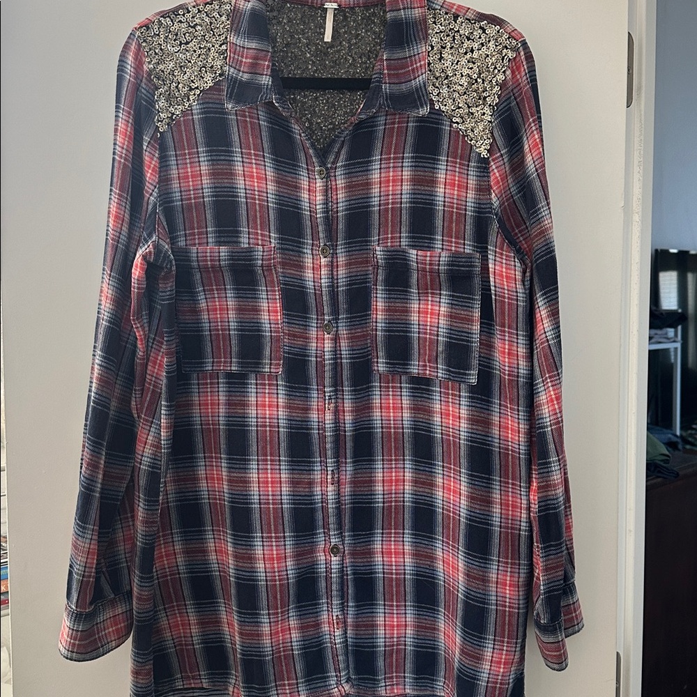 Free People Little Bit of Sugar Plaid Top - Picture 2 of 6